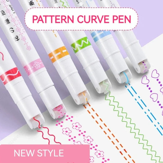 6-Piece Set Flower Line Shape Highlighter Pens | Kawaii Korean Style Roller Tip Markers | Perfect for School, Office & Gifts