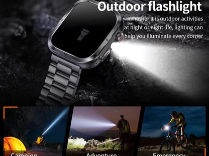 2024 Fashion Men Women Multi Sport Mode with Dazzling Flashlight Ip68 Deep Waterproof New Mk86 Smartwatches